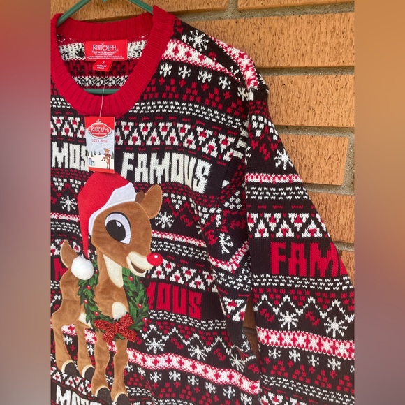 New NWT Rudolph The Most Famous Red Nosed Reindeer Christmas Sweater Unisex - Picture 11 of 13